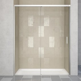 Porta doccia scorrevole L 138-139.5 cm x H 200 cm per nicchia in vetro trasparente SP. 6 mm, profilo cromo, serie Jazz