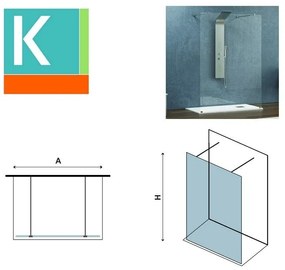 Kamalu - doccia walkin 160cm vetro trasparente 8mm kw3000