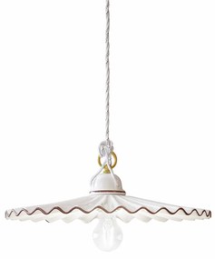 Sospensione Classica L'Aquila Ottone E Ceramica Decorato Diam. 41Cm 1 Luce E27