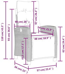 Set da Pranzo da Giardino 5 pz con Cuscini in Polyrattan Grigio