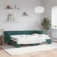 Divano Letto con Letto Estraibile Verde Scuro 80x200cm Velluto 3197766