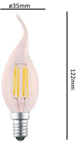 Lampadina LED a Filamento 3,5W E14 Dimmerabile Colore Bianco Caldo 2.100K