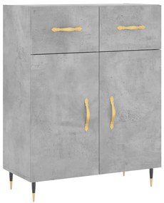 Credenza Grigio Cemento 69,5x34x180 cm in Legno Multistrato