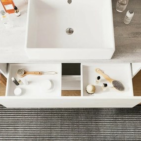 Mobile bagno a terra 80 rovere bianco top cenere con specchio LED Lisbona