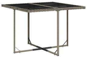 Set da pranzo da giardino 7 pz con cuscini in polyrattan grigio