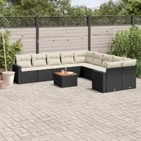 Set Divani da Giardino 11 pz con Cuscini in Polyrattan Nero 3224313