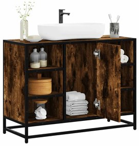 Mobile Lavabo Bagno Rovere Fumo 60x30x60 Cm Legno Multistrato /