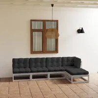 Set Divani da Giardino 5 pz con Cuscini Legno Massello di Pino 3076565