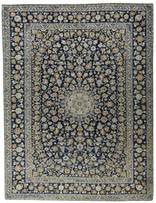 Kashan Tappeto 320 x 410 Blu (Iran) Annodato A Mano