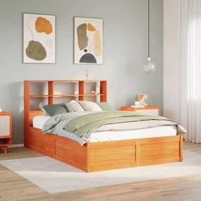 Giroletto Senza Materasso Marrone Cera 160x200 Cm Legno Di Pino /