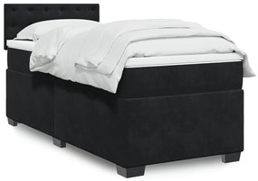 Giroletto A Molle Con Materasso Nero 100x200 Cm İn Velluto /