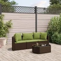 Set Divano da Giardino 4 pz con Cuscini Marrone in Polyrattan 3308366