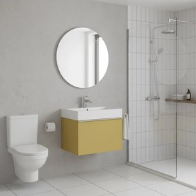 Mobile da bagno sospeso sotto lavabo Pixel plain 1 cassetto L 60 x H 40 x P 45.5 cm giallo laccato opaco, con e maniglia alluminio brillante
