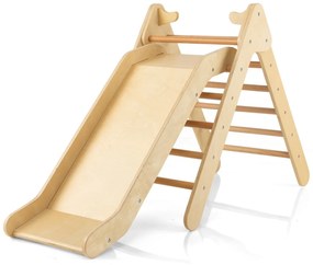 Costway Set di arrampicata per bambini con scivolo 2-in-1, Arrampicatore in legno regolabile a gradi