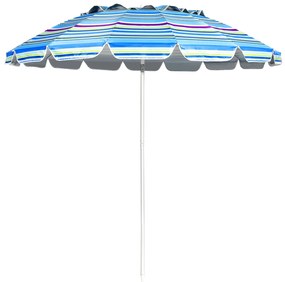 Costway Ombrellone 2,43m da spiaggia con protezione solare UPF50+ inclinato, Ombrellone portatile da esterno Azzurro
