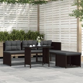 Set divani da giardino 4 pz in polyrattan marrone