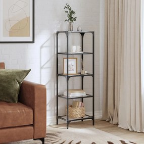 Scaffale Con Piano İn Vetro Trasparente 40x30x123cm İn Acciaio /