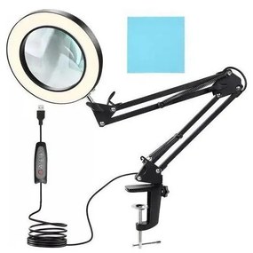 Lampada da tavolo LED dimmerabile con una lente d'ingrandimento LED/6W/5V nero