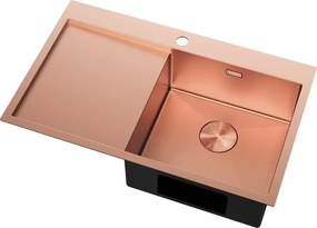Mexen Exar lavello in acciaio inox a 1 vasca con scolapiatti, destro 780 x 480 mm, rame HC - 6434781010P-65HC
