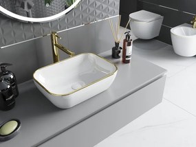 Mexen Rita lavabo da appoggio 45 x 32 cm, bianco/oro bordo - 21084505
