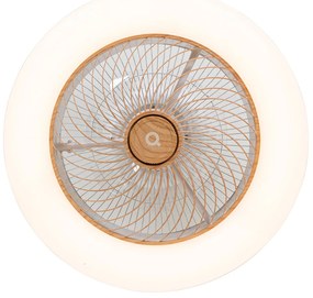 Ventilatore da soffitto bianco con stampa legno 55 cm con LED dimmerabile con telecomando - Clima