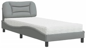 Letto con materasso grigio chiaro 90x200 cm in tessuto