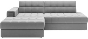 Divano angolare grigio allungabile (con penisola a sinistra/con chaise lounge) con rivestimento in velluto Blezalt – ELTAP