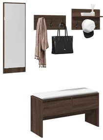 Set Mobili Da Ingresso 4 Pz Rovere Marrone İn Legno Multistrato /