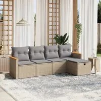 Set Divano da Giardino 5 pz con Cuscini Beige Misto Polyrattan 3265287