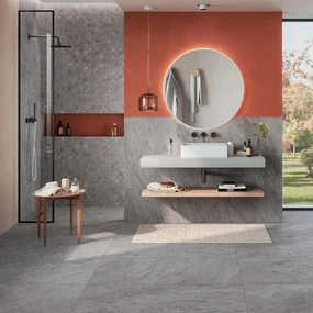 Piastrella da pavimento e rivestimento interno ed esterno 60 x 120 cm Sp. 9 mm rettificato Regent in gres porcellanato smaltato opaco argento traffico intenso (pei 4/5) R10 1.44 mq