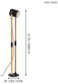 Eglo 43521 - Lampada da terra HORNWOOD 1xE27/28W/230V