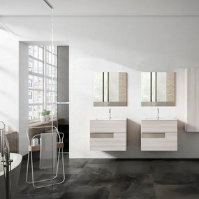 Mobile sottolavabo e lavabo Vision per vasca centrale betulla/tortora L 60 cm 2 cassetti