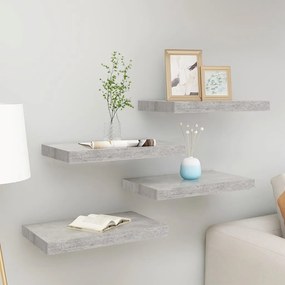 Scaffali A Parete 4 Pz Grigio Cemento 50x23x3,8 Cm İn Mdf /