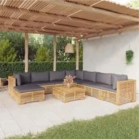 Set Divani da Giardino 9 pz con Cuscini Legno Massello di Teak 3100890