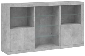 Credenza con luci led grigio cemento 181,5x37x100 cm