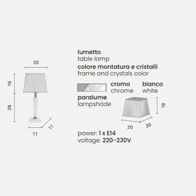 Lume da tavolo CHERUBINI in vetro e cristallo ottico PICCOLO BIANCO