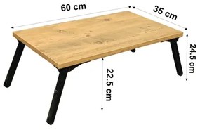 Tavolo per letto GUSTO 24,5x60 cm beige/nero