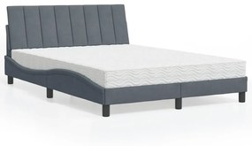 Letto Con Materasso Grigio Scuro 140x200 Cm İn Velluto /