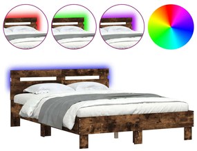 Giroletto con testiera e led rovere fumo 120x190 cm