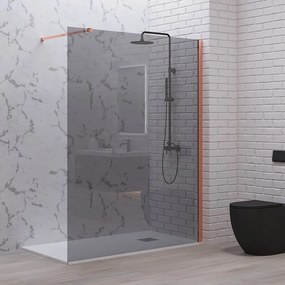 Kamalu - Parete doccia walkin 80 cm vetro fumé profilo oro rosa | KW1000FGR
