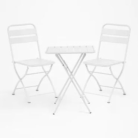 Set tavolo pieghevole (60X60 cm) e 2 sedie pieghevoli Janti Bianco - Sklum