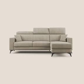 Pegaso divano letto angolare con poggiatesta reclinabili e rivestimento impermeabile T02 beige