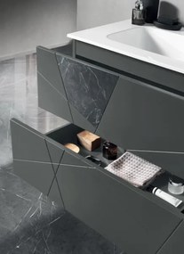 Mobile da bagno sospeso moderno base 80 CRIZIA con lavabo ANTRACITE OPACO