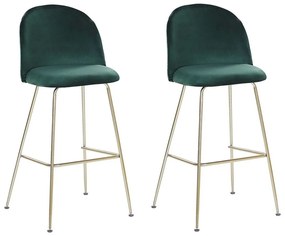 Set di 2 sedie da bar velluto verde e gambe oro ARCOLA Beliani