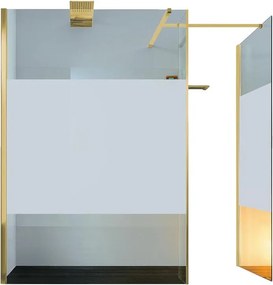 Box doccia walk-in Wens, vetro serigrafato 6 mm, H 200 cm, profilo dorato
