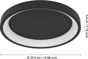 Eglo 901909 - Plafoniera LED RGBW dimmerabile LORETELLO-Z LED/19,6 W/230 V Ø35 cm nero