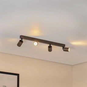TK Lighting Faretto da soffitto Top, regolabile, marrone, lineare a 4 luci