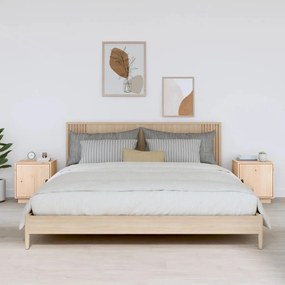 Comodini Grigio 2 Pz 40x34x45 Cm İn Legno Massello Di Pino /