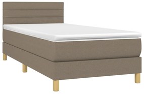 Letto a molle con materasso e led tortora 90x190 cm in tessuto