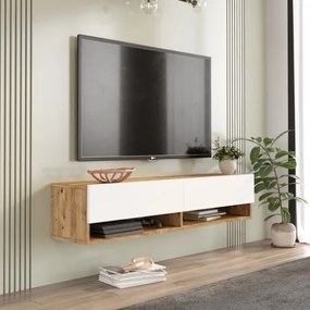 Mobile Tv Sospeso 140x32x30 Effetto Legno Rovere E Bianco Evolution